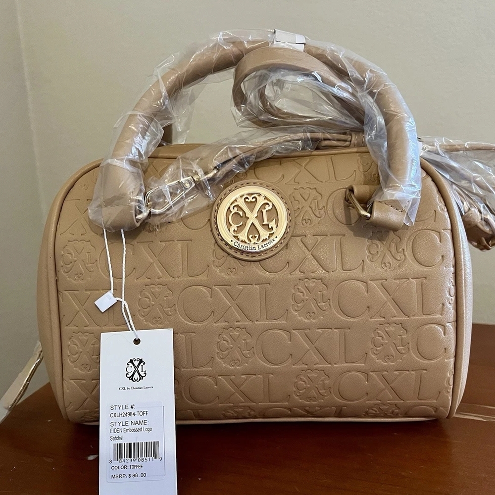 Christian Lacroix Beige Embossed Satchel